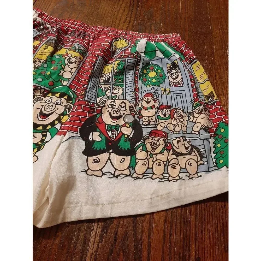 New Large Underwear Fun to Wear DA Land Designs Pig Christmas Boxer Shorts Sound
